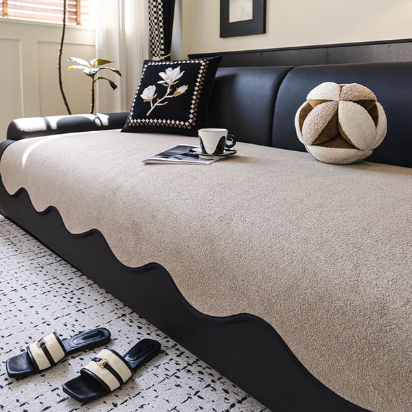 Water-repellent Teddy Fleece Non-Slip Straight Outdoor Sofa Cover