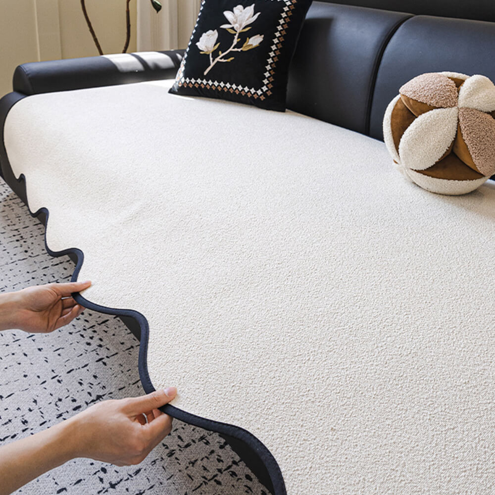 Water-repellent Teddy Fleece Non-Slip Straight Outdoor Sofa Cover