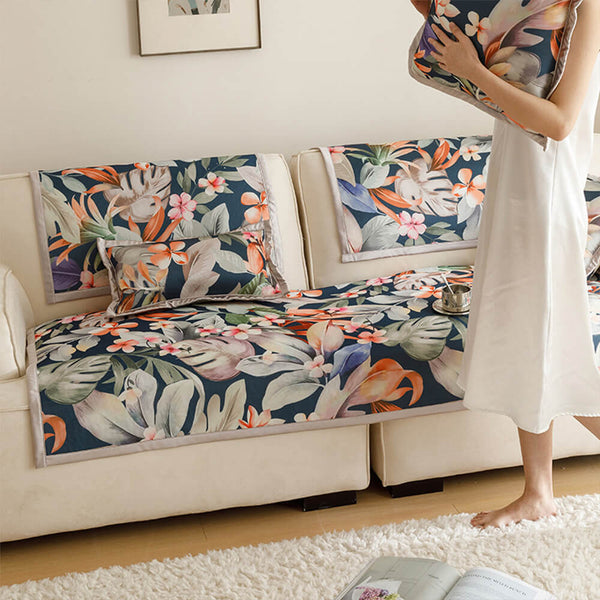 All-Season Cooling Pastoral Floral Sofa Cover