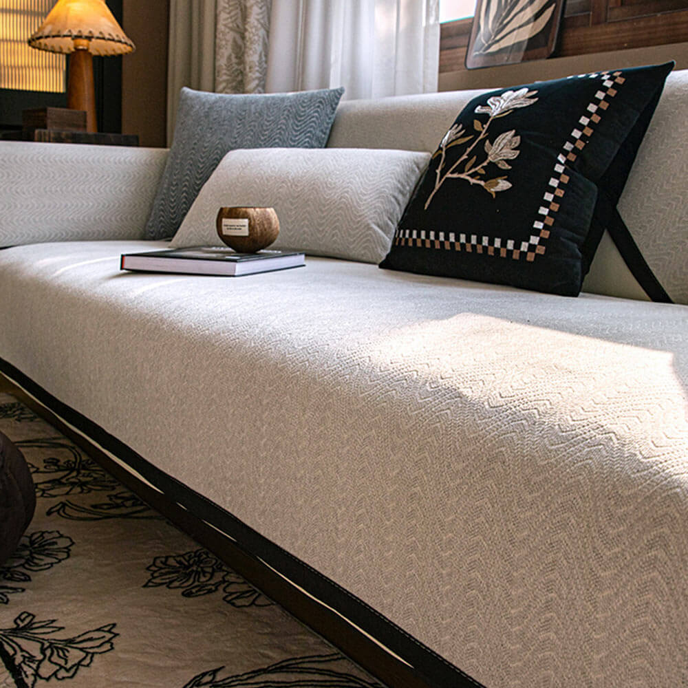 Chenille Anti-Slip Cat-Scratch Resistant Wavy Texture Premium Sofa Cover