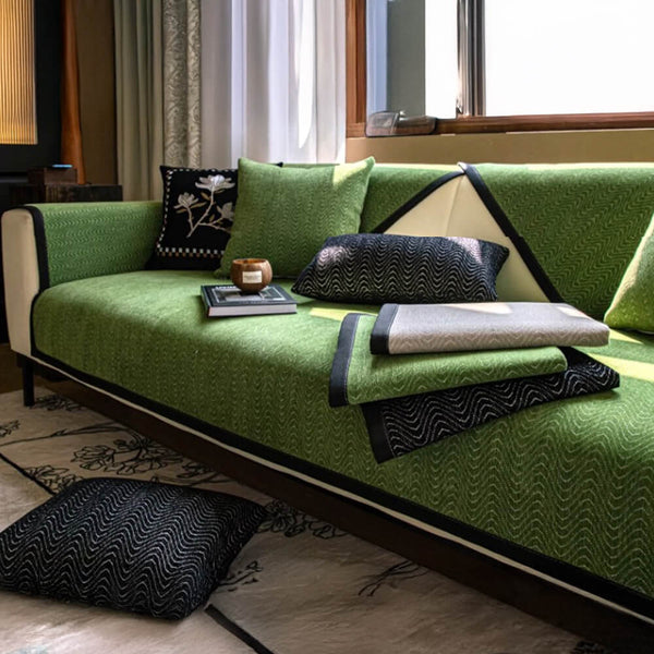 Chenille Anti-Slip Cat-Scratch Resistant Wavy Texture Premium Sofa Cover