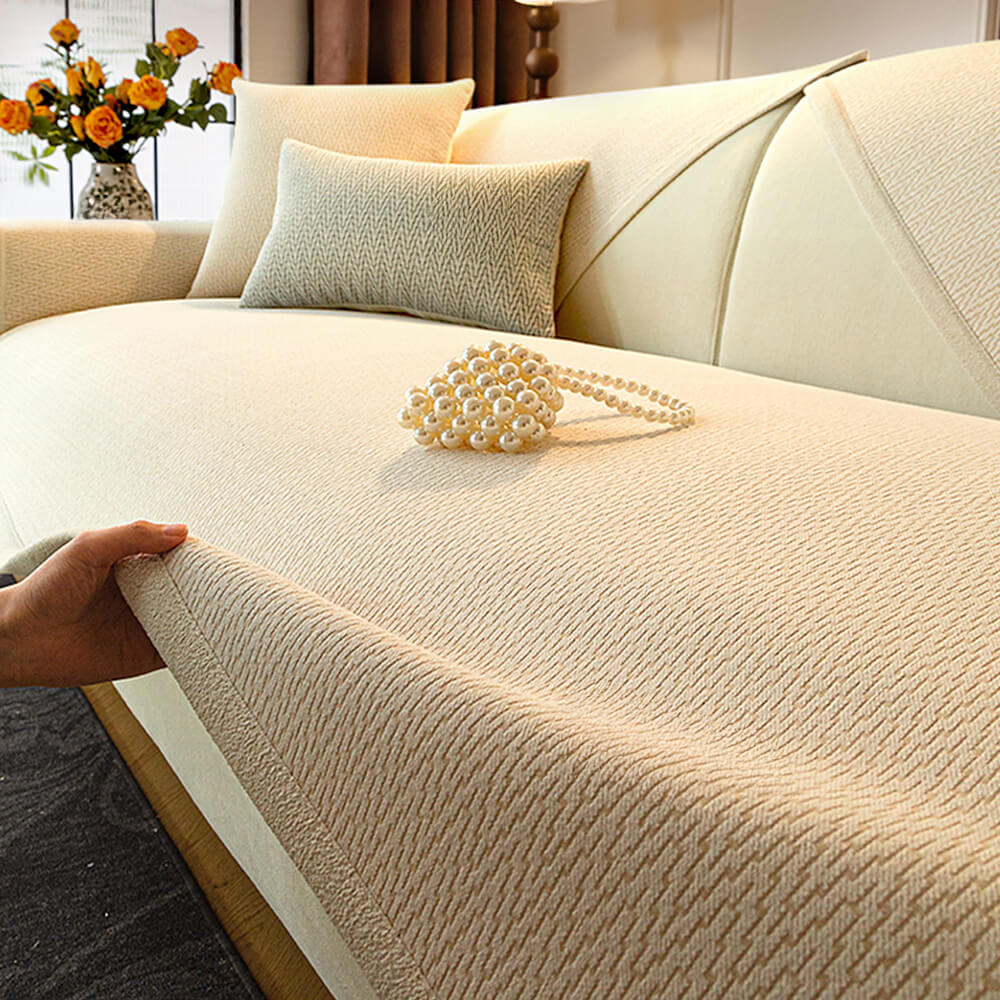 Chenille Minimalist Anti-Slip Fabric with Cat Scratch-Resistant Design Sofa Cover
