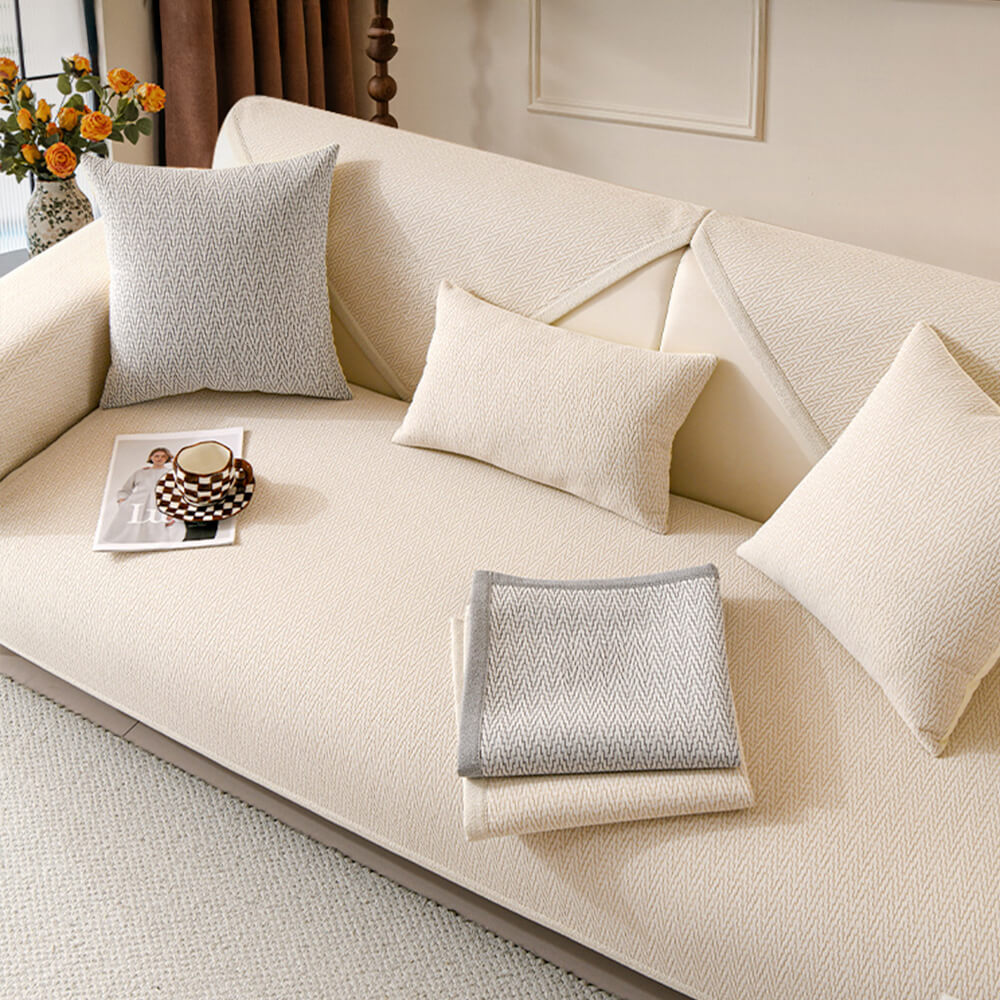 Chenille Minimalist Anti-Slip Fabric with Cat Scratch-Resistant Design Sofa Cover