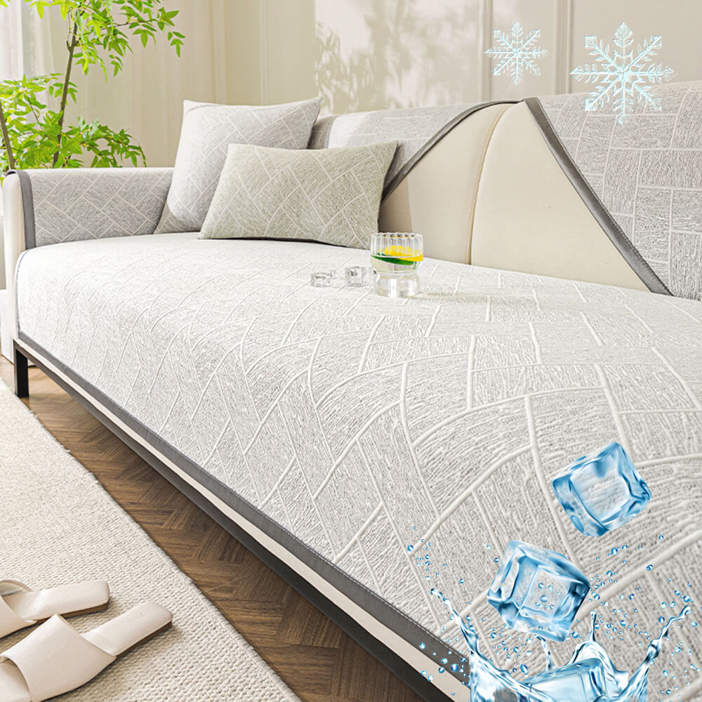 Cooling Iced Bean Geometric Pattern Non-Slip Couch Cover