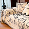 Cute Hand-Drawn Cat Pattern Reversible Chenille Throw Couch Cover