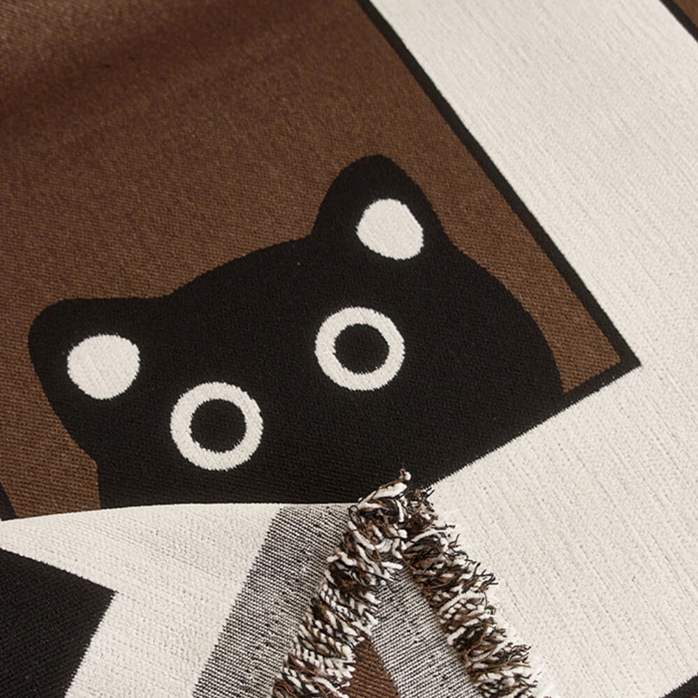 Cute Hand-Drawn Cat Pattern Reversible Chenille Throw Couch Cover