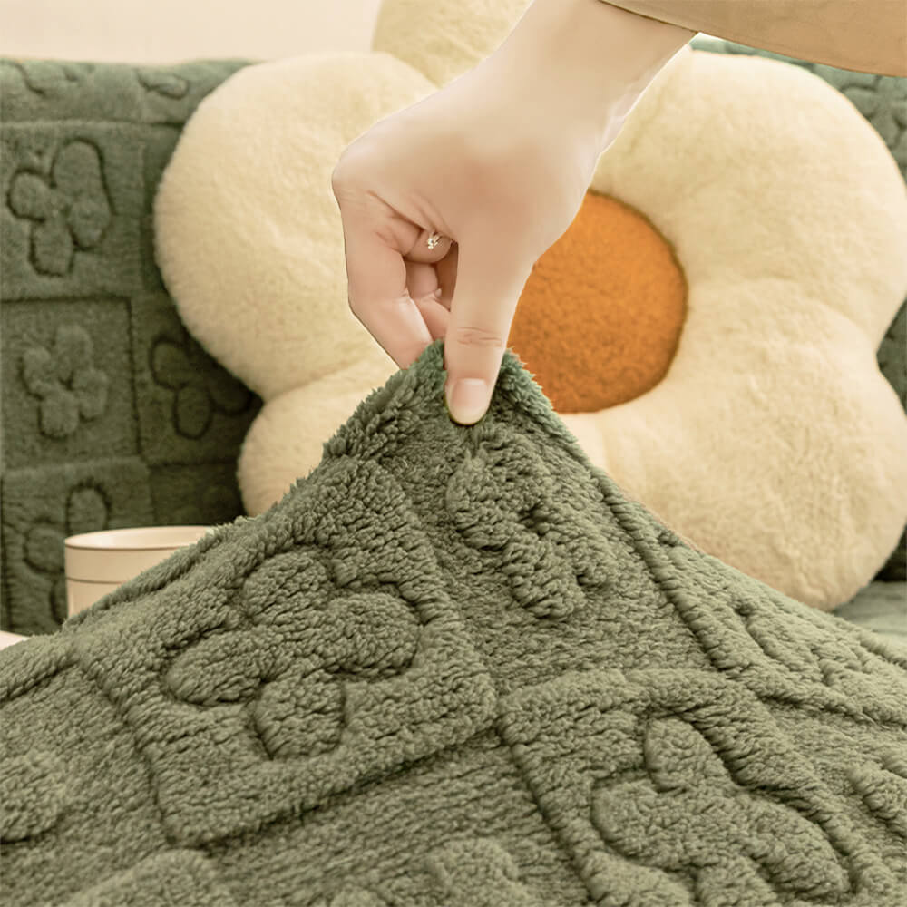 Floral Jacquard Fleece for Warmth Sofa Cover