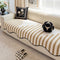 Modern Chevron Stripes Chenille Sofa Cover with Wavy Edges