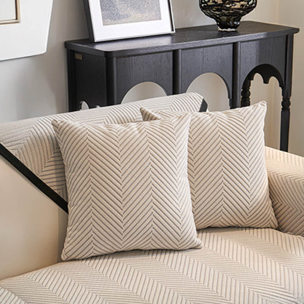 Two-Tone Woven Herringbone Skin-Friendly Polar Fleece Couch Cover