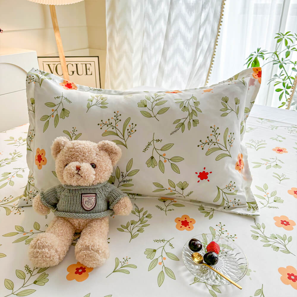 Waterproof TPU Floral Printed Protective Bed Sheet Set