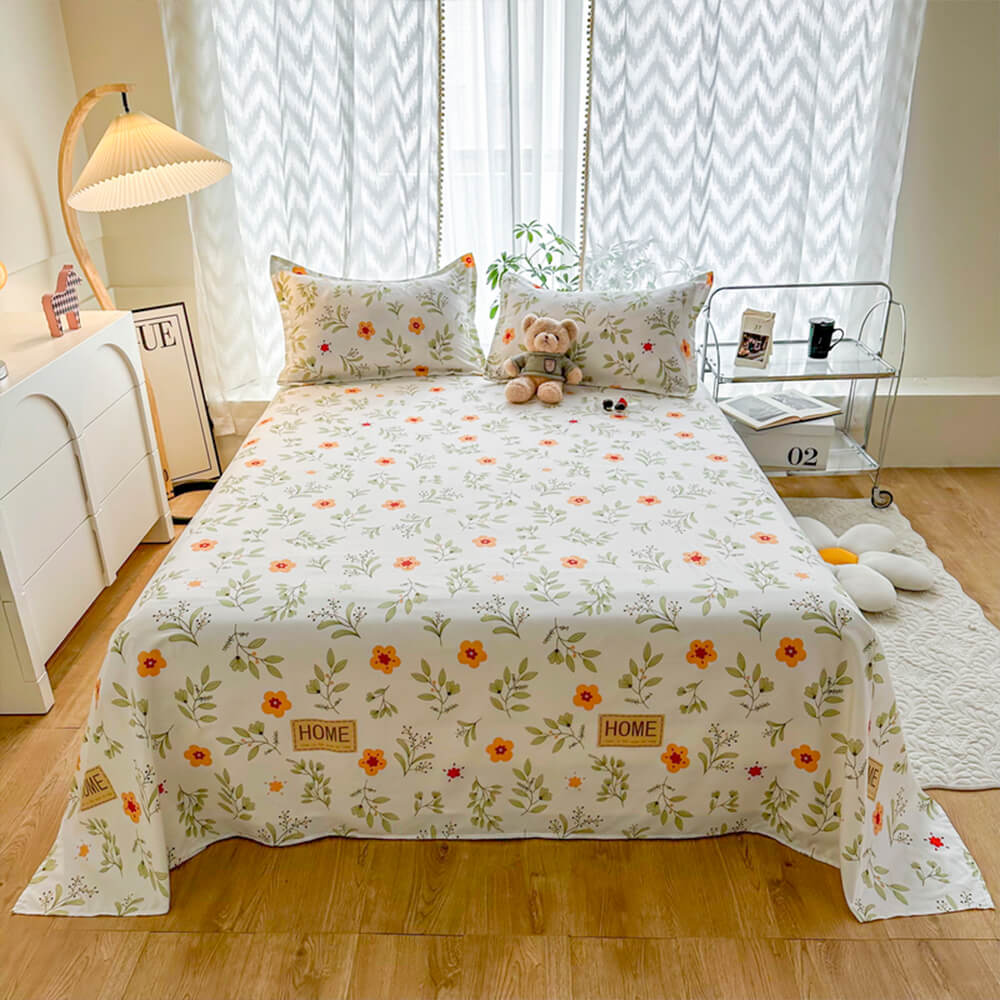 Waterproof TPU Floral Printed Protective Bed Sheet Set