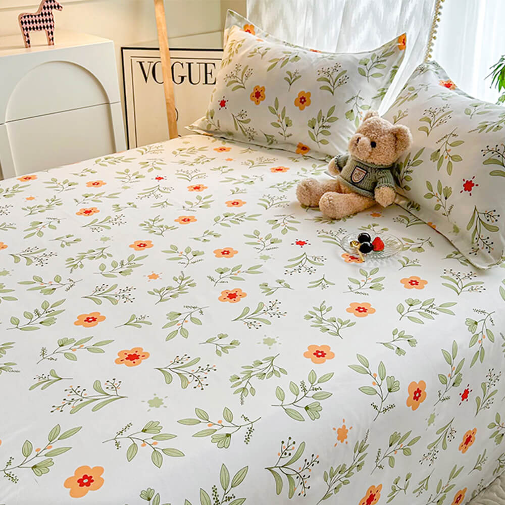 Waterproof TPU Floral Printed Protective Bed Sheet Set