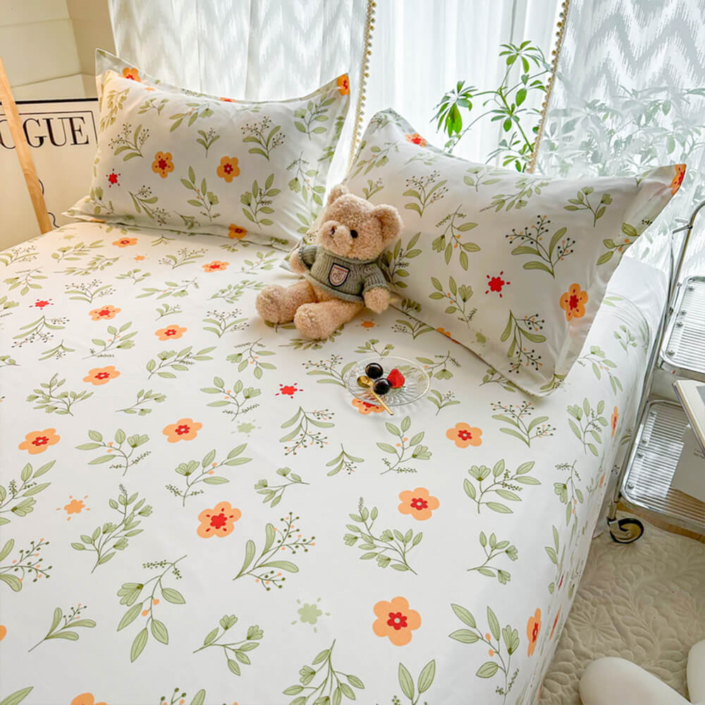 Waterproof TPU Floral Printed Protective Bed Sheet Set
