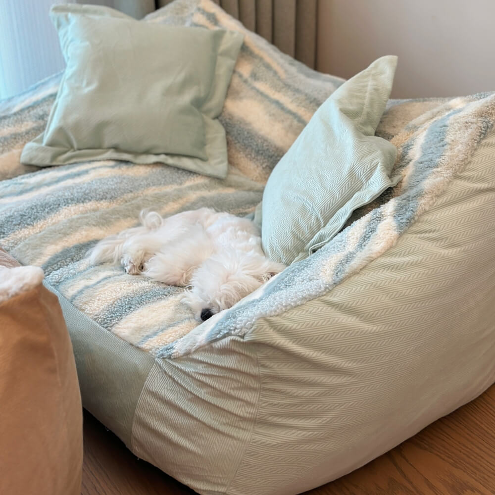 Canapé-lit pour chien en polaire à blocs de couleurs à la mode