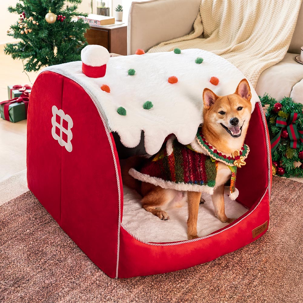 Lit orthopédique pour chien Festive Snow House - Chaleur de Noël