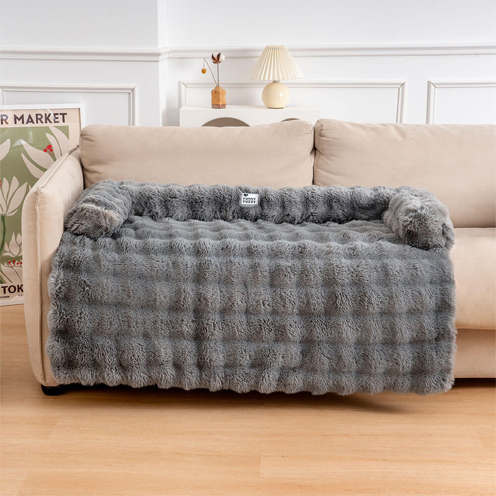 Fluffy Fuzzy Calming Dog Bed Sofa Protector Pet Mat Grey S