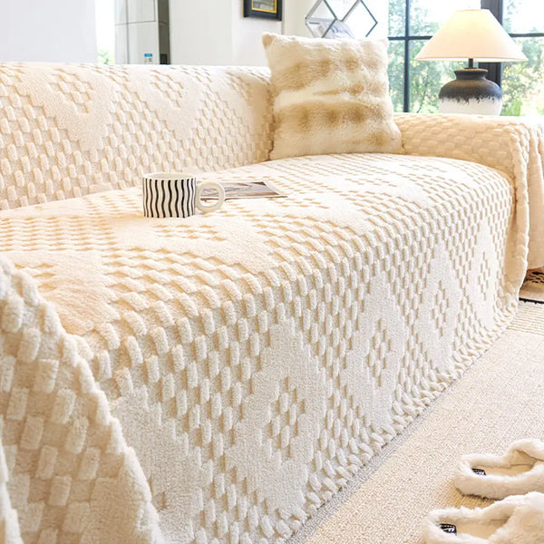 Fluffy Jacquard Velvet Scratch-Resistant Thickened Sofa Blanket Sofa Cover
