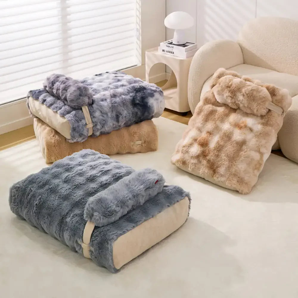 Fluffy Plush Comfortable Deep Sleep Dog Pillow Bed