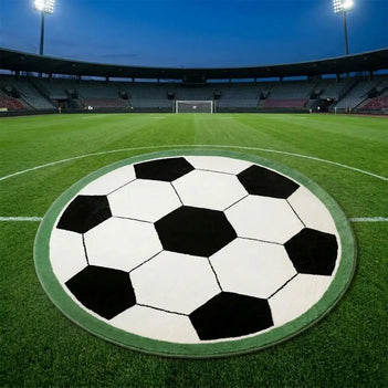 Football-Shaped Plush Scratch-Resistant Non-Slip Rug