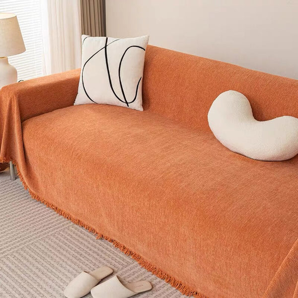 Full Coverage Herringbone Chenille Sofa Protection Wear-resistant Sofa Cover
