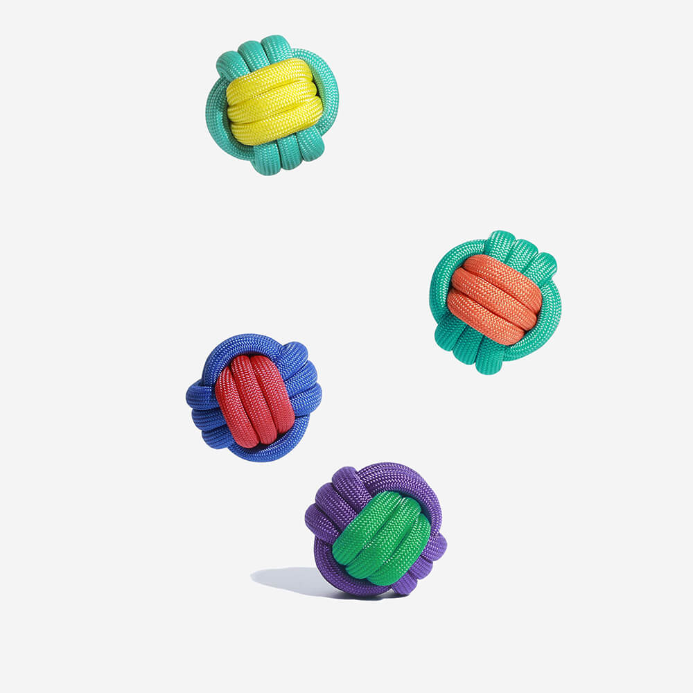 Knots Ball Throwing Dog Toy - Color Clash - FUNNYFUZZY