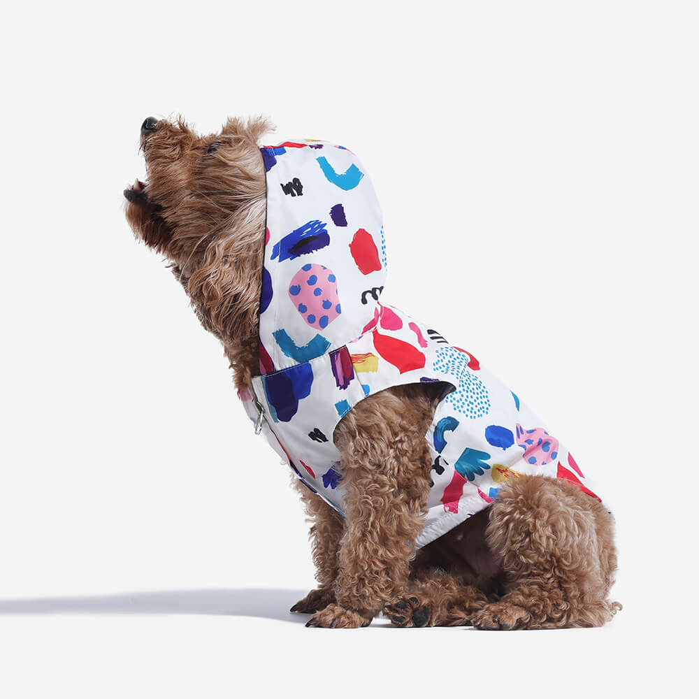 Reversible Waterproof Dog Rain Coat - Graffiti & Iridescent - FUNNYFUZZY