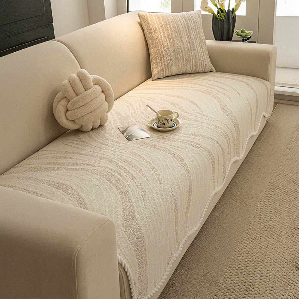 Cool Touch Ice Silk Minimalist Style with Braided Edge Sofa Cover