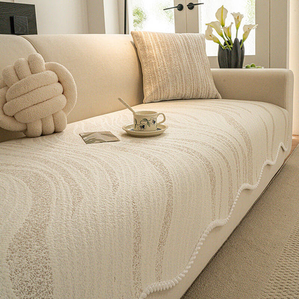 Cool Touch Ice Silk Minimalist Style with Braided Edge Sofa Cover