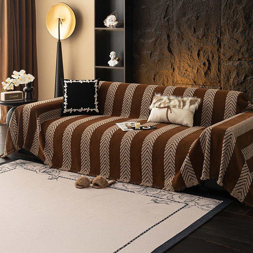 Herringbone Chenille Durable Throw Sofa Cover with Seamless Pattern Stitching