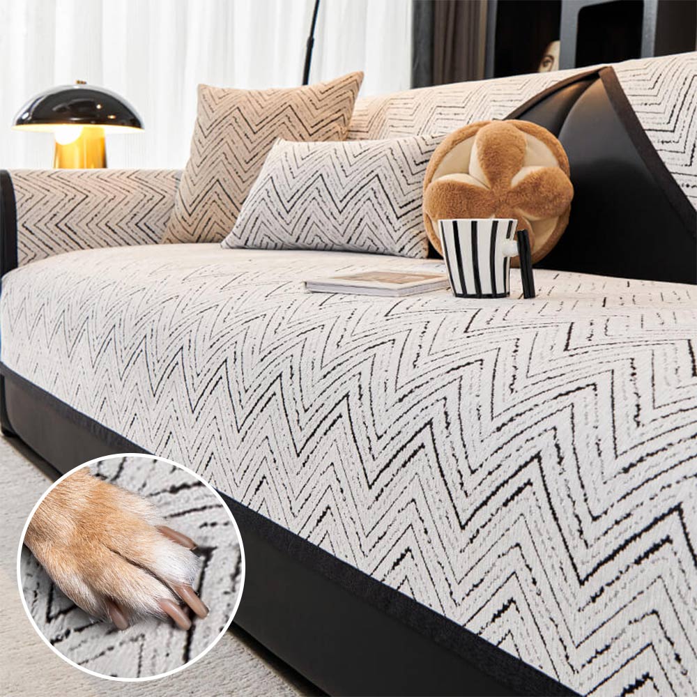 Modern Luxe Two-Tone Chenille Non-Slip Couch Cover