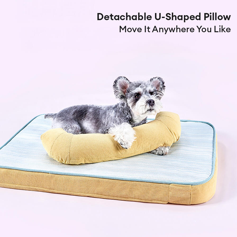 All Season Breathable Orthopedic Dog Bed with Waterproof Liner and Pillow