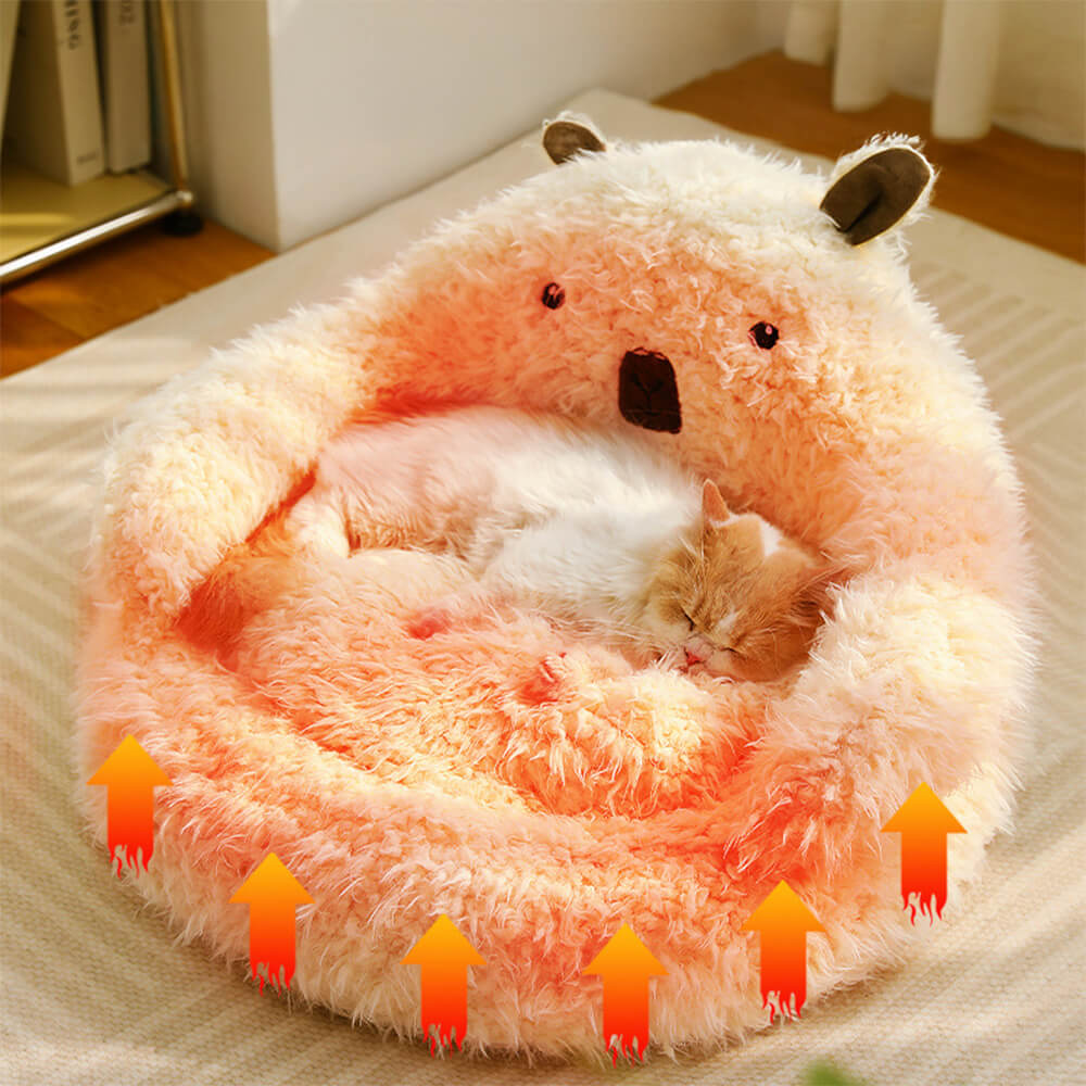 Lit chaud et amovible pour chien et chat en peluche moelleuse en forme d'alpaga