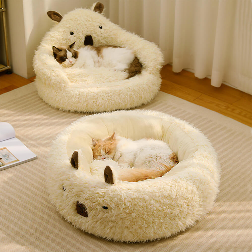 Alpaca Shaped Fluffy Plush Warm Removable Dog & Cat Bed