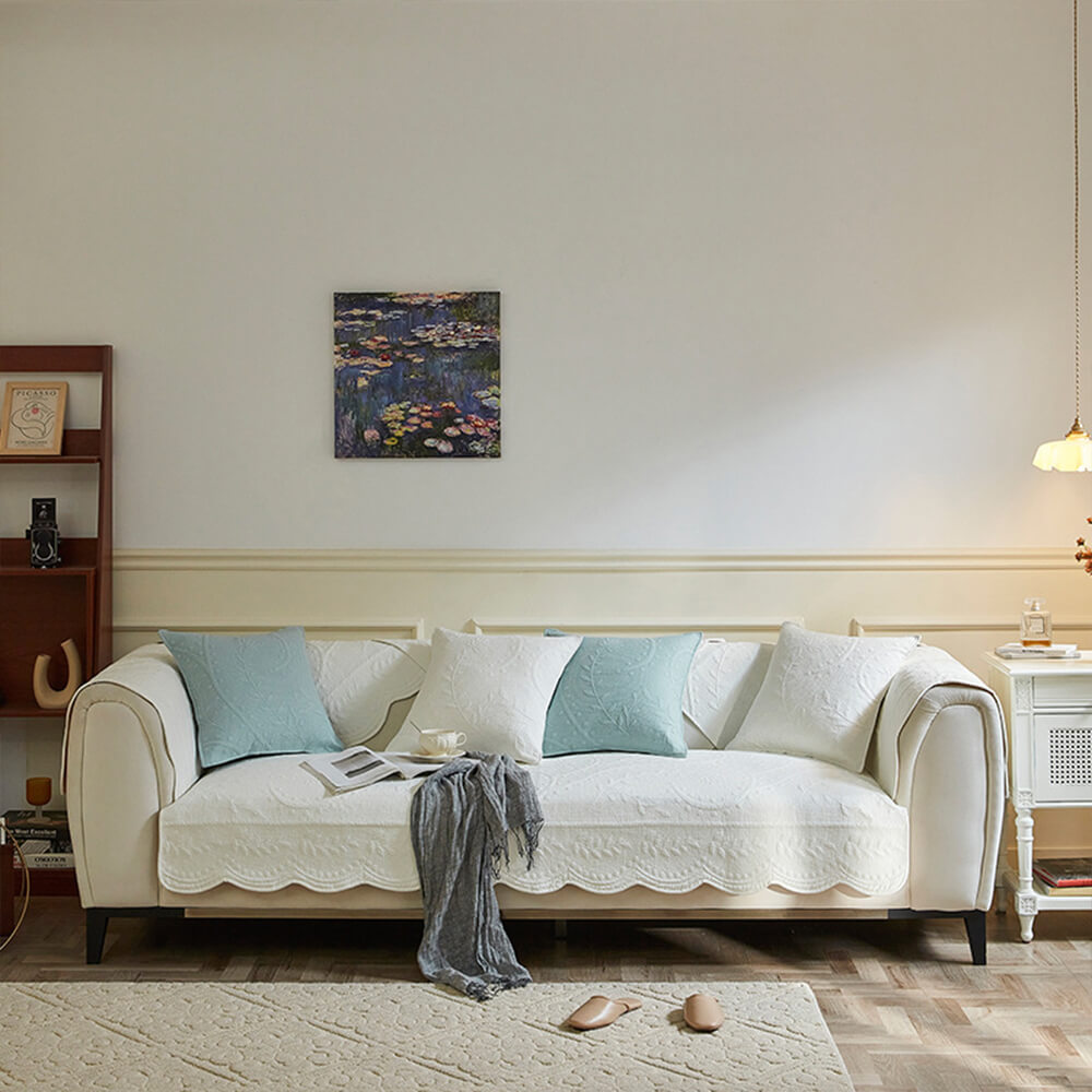 Boho Woven Textured Cotton Breathable Farmhouse Sofa Cover