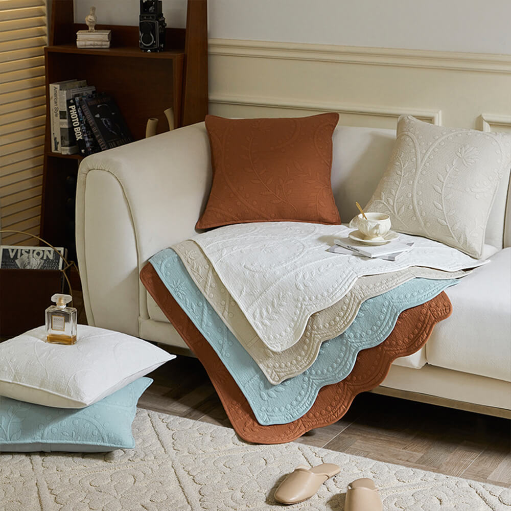 Boho Woven Textured Cotton Breathable Farmhouse Sofa Cover