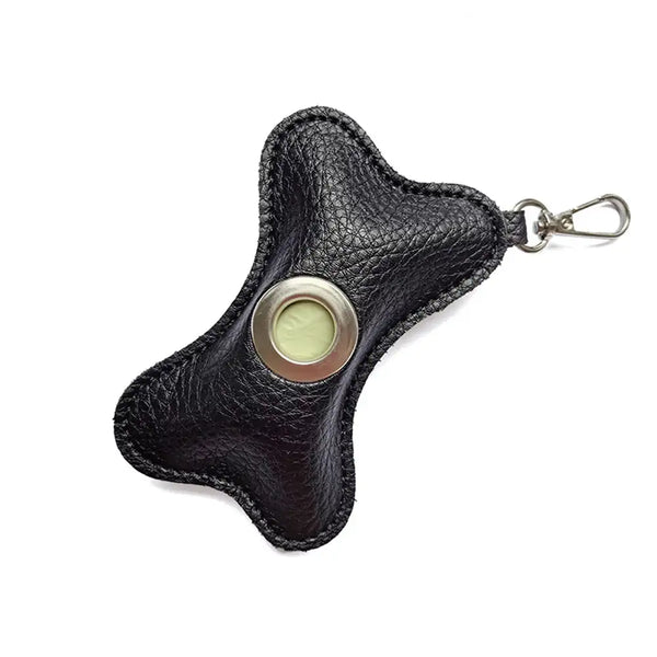 Bone-shaped Portable PU Leather Dog Poop Bag Dispenser
