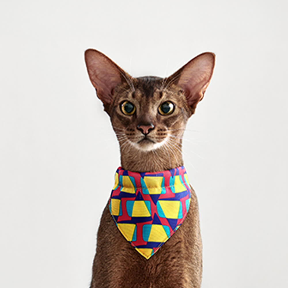 Bright Geometric Adjustable Nylon Dog Triangle Bandana Scarf