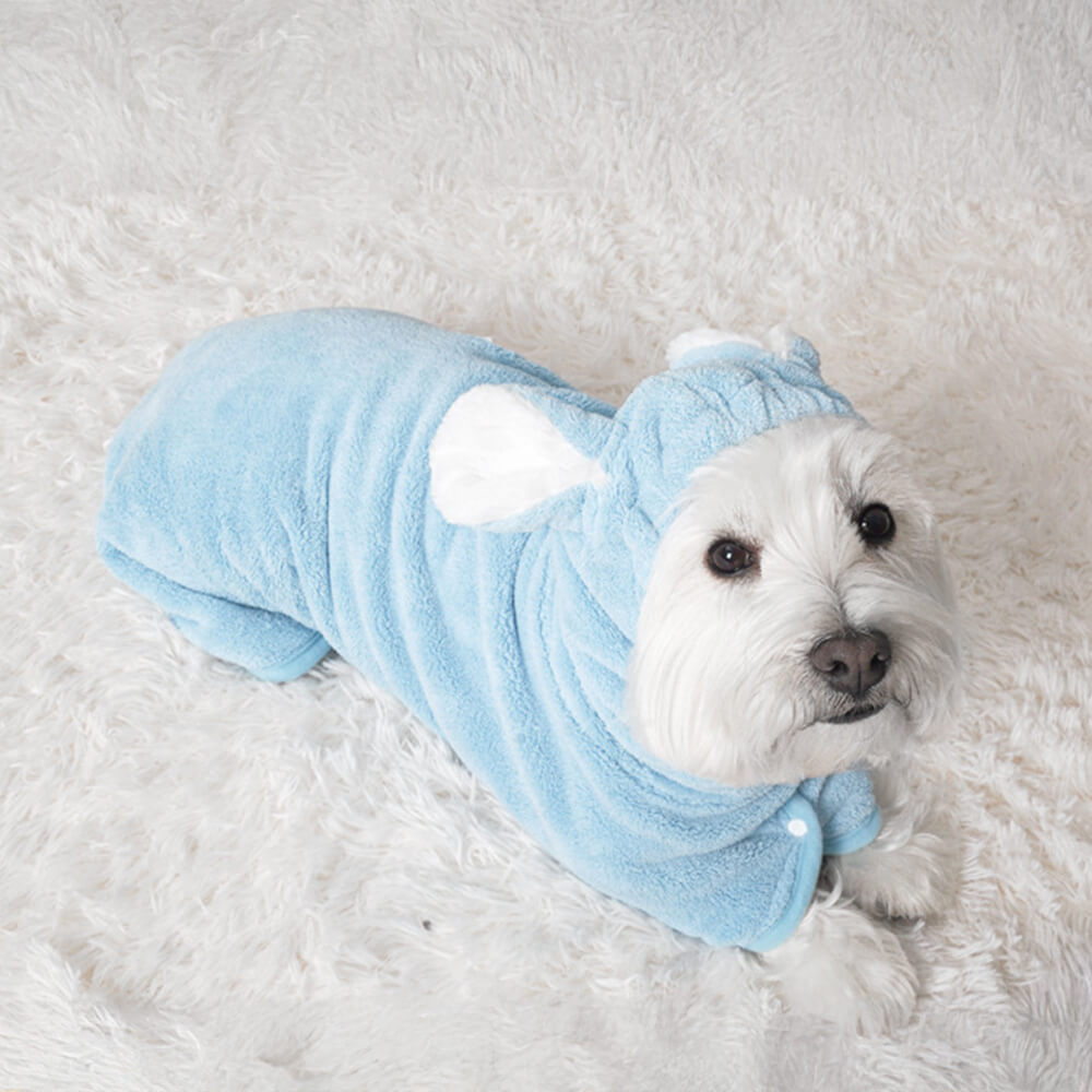 Bunny Ear Microfiber Absorbent Skin-Friendly Velcro Dog & Cat Hoodie Bathrobe