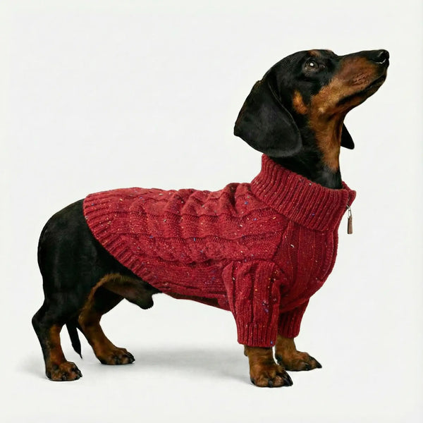Cable Knit Zipper Collar Dog Sweater For Small Dogs