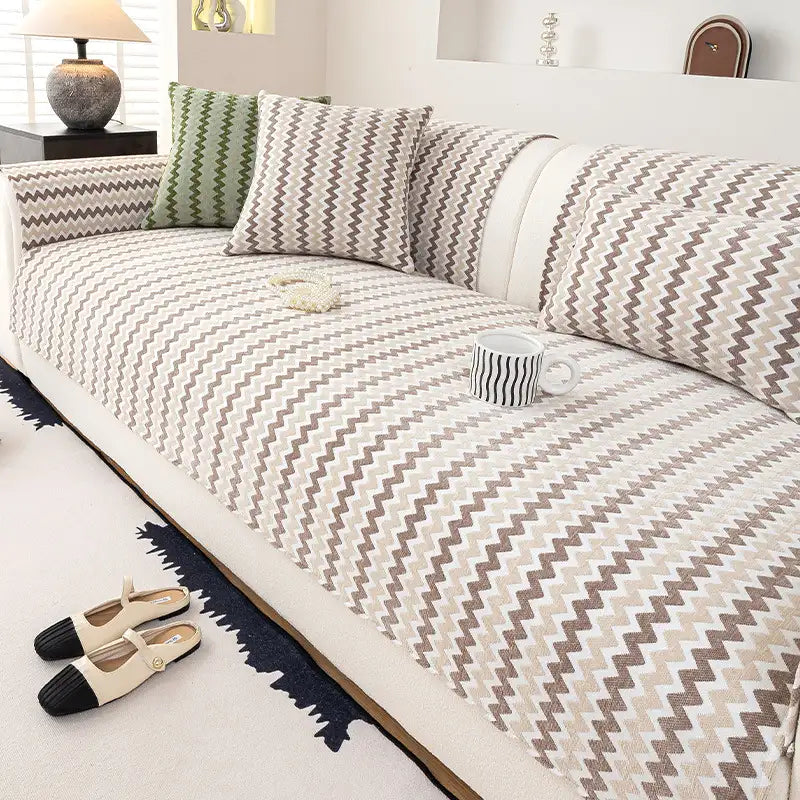 Chenille Art Corrugated Breathable Non-slip Couch Cover