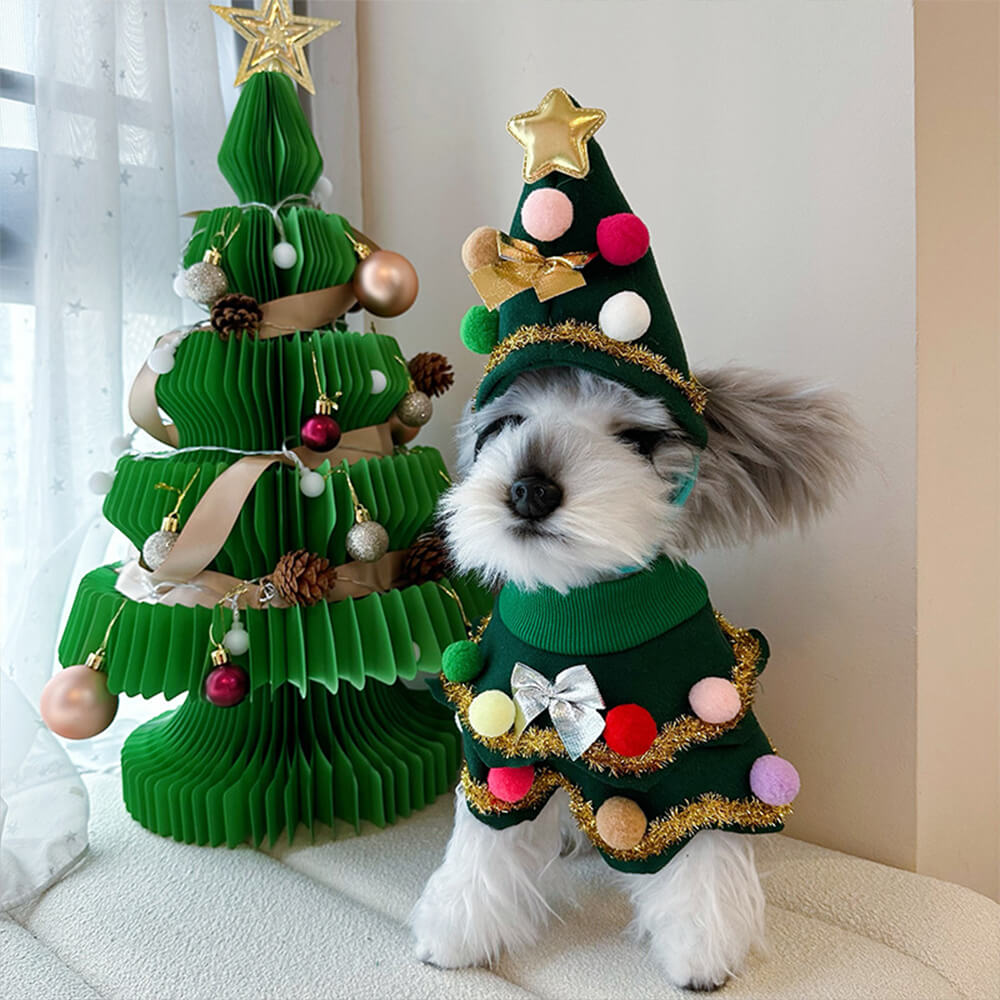 Christmas Tree Hat Cloak Outfit Cosplay Dog & Cat Costume