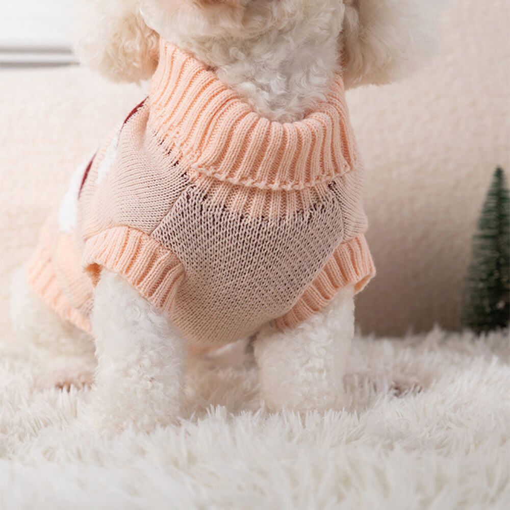 Christmas Turtleneck Dog Knit Sweater Matching Pullover For Dogs And Owner