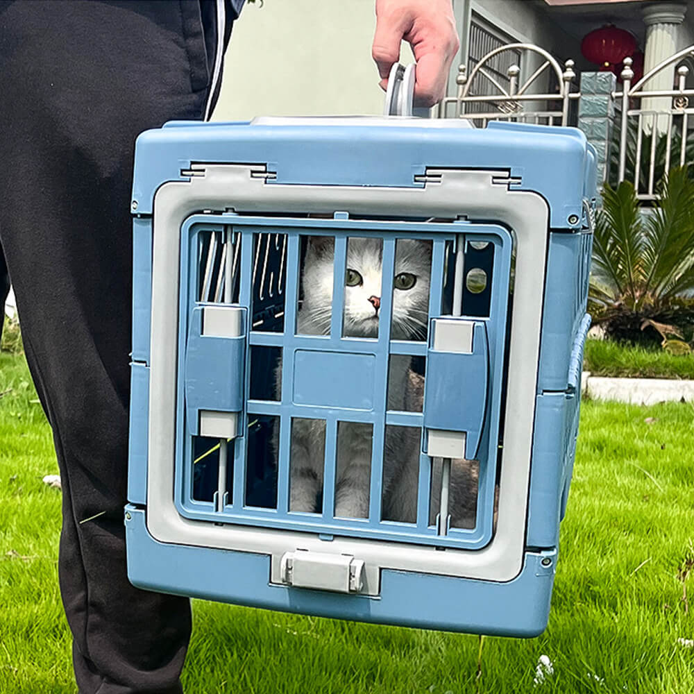 Collapsible Breathable Hard Pet Carrier for Small Dogs and Cats