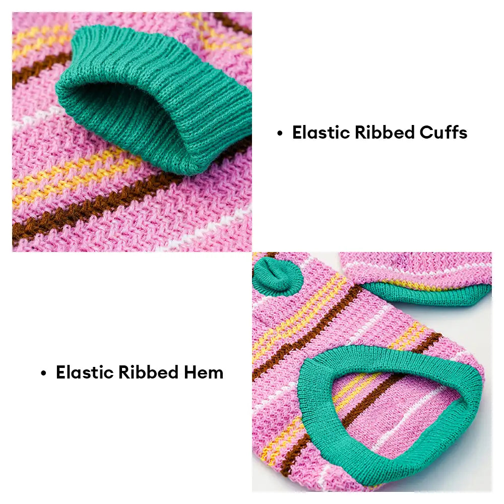 Colour Blocked Striped Dog Sweater For Small Dogs