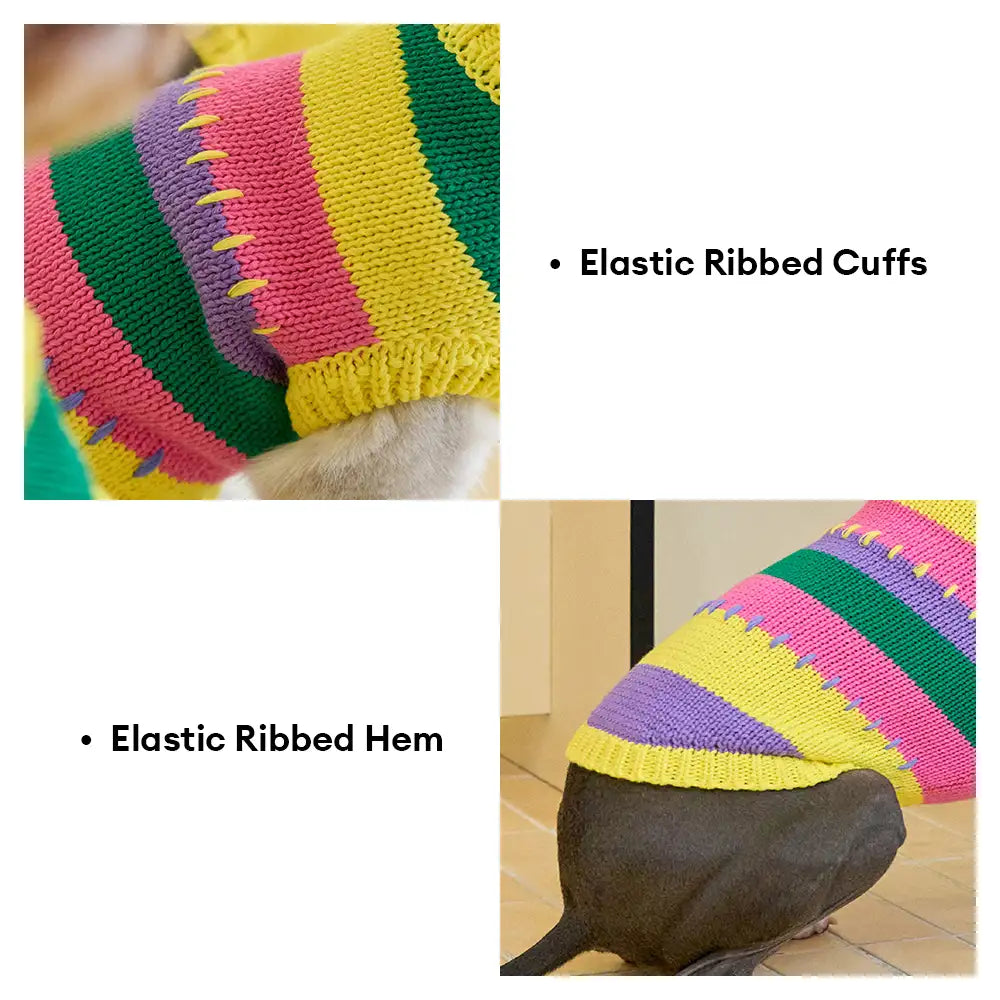Colour Blocked Striped Sleeveless Dog Sweater For Small Dogs