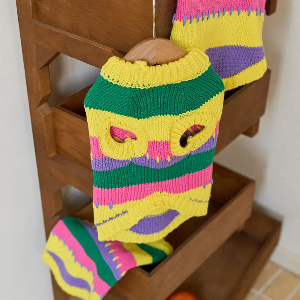 Colour Blocked Striped Sleeveless Dog Sweater For Small Dogs