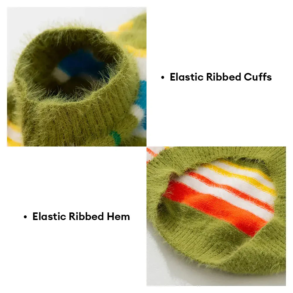Colour Blocked Striped Dog Sweater-Suitable For Large Dogs