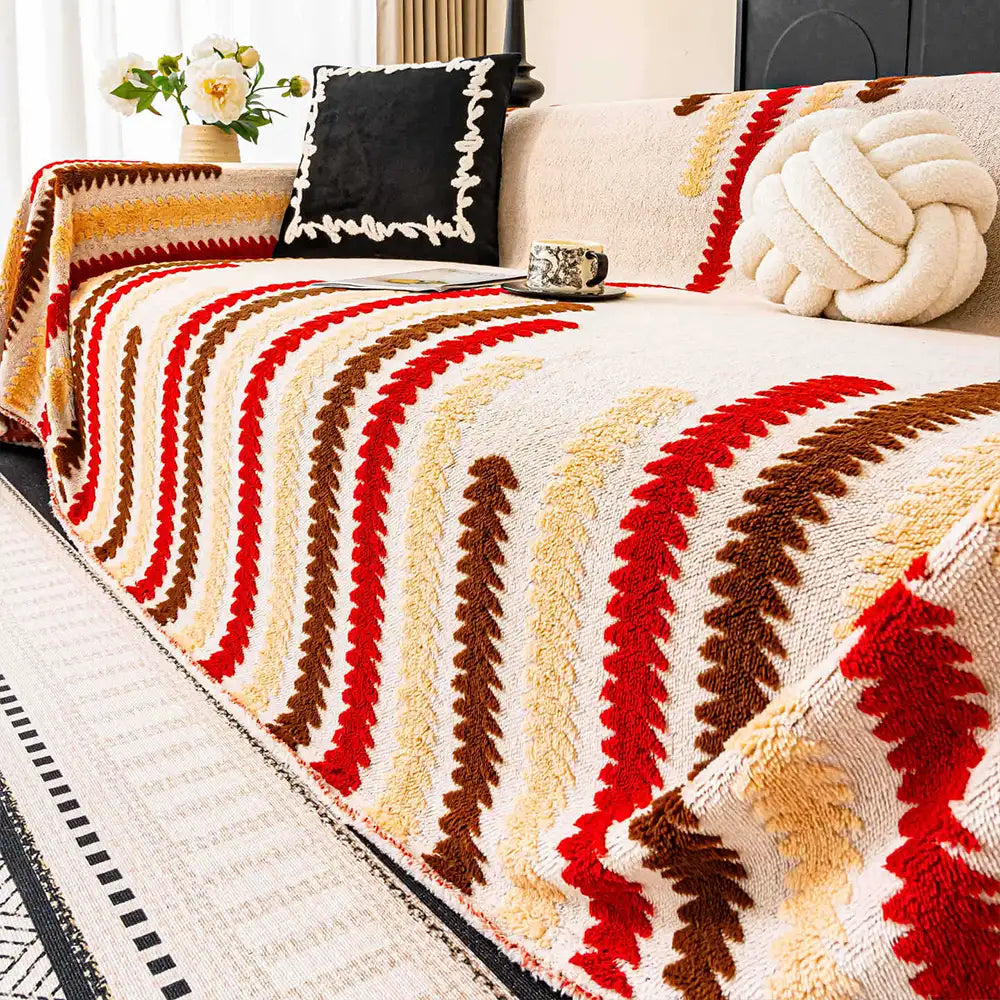 Colorful Color-Blocked Anti-Scratch Plush Sofa Protection Sofa Cover