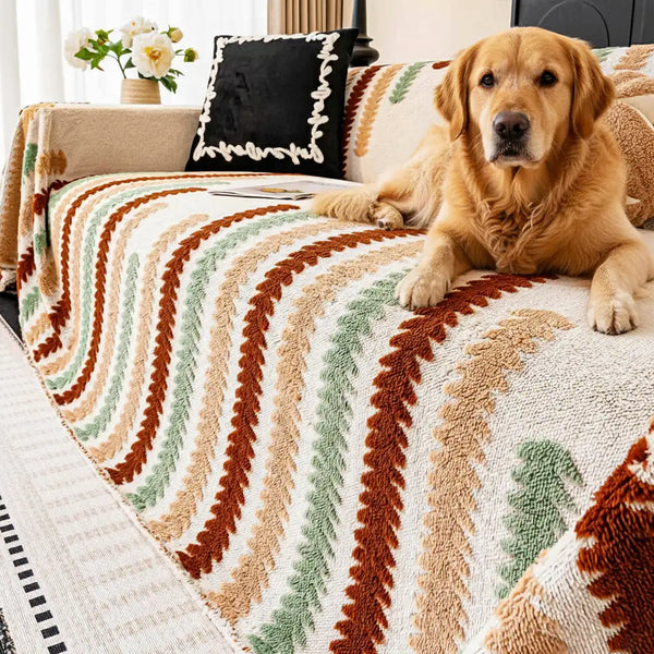 Colorful Color-Blocked Anti-Scratch Plush Sofa Protection Couch Cover