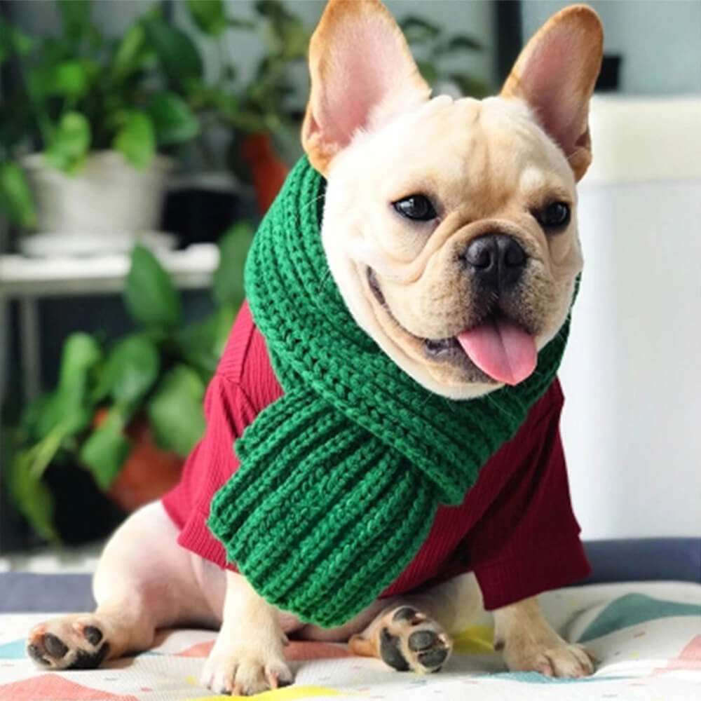 Cozy Knit Soft Warm Adjustable Fit Dog Scarf